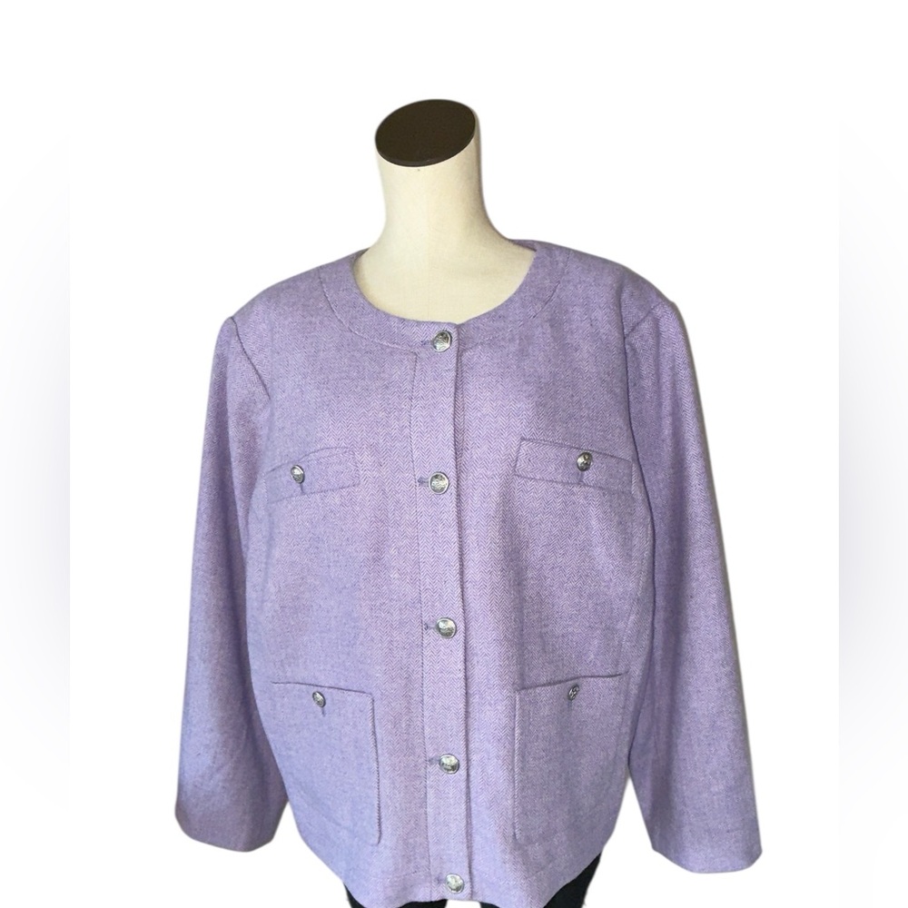 NWOT TALBOTS Bicolor Herringbone Shetland Jacket Lilac Wool - Picture 7 of 8